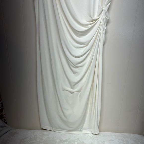 Victoria's Secret Cream Asymmetrical Ruched Sheath Dress - Picture 3 of 9